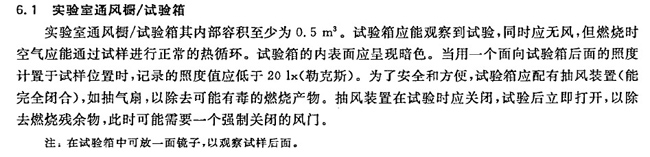 GB2408-2008要求水平垂直燃燒儀的內(nèi)部容積至少為0.5立方